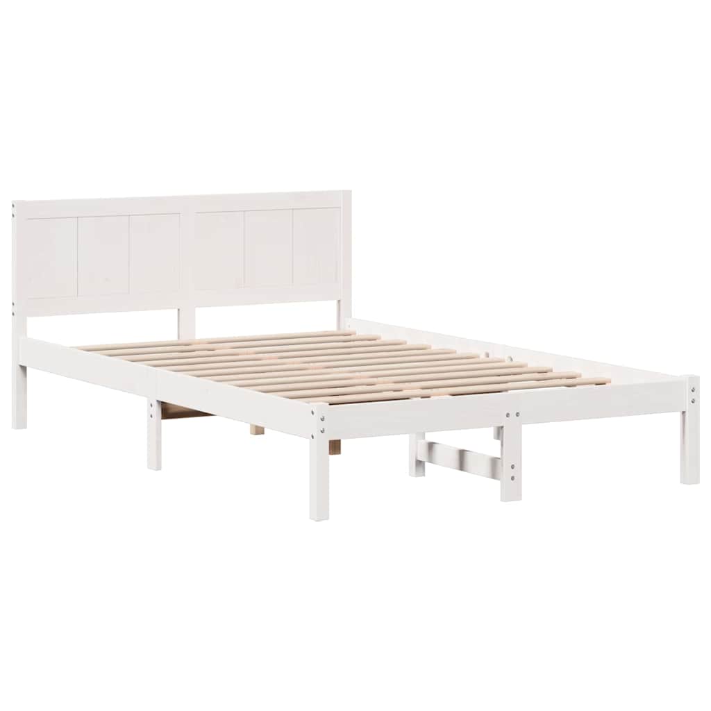 vidaXL Σκελετός Κρεβατιού Λευκό 135 x 190 cm Μασίφ ξύλο πεύκου
