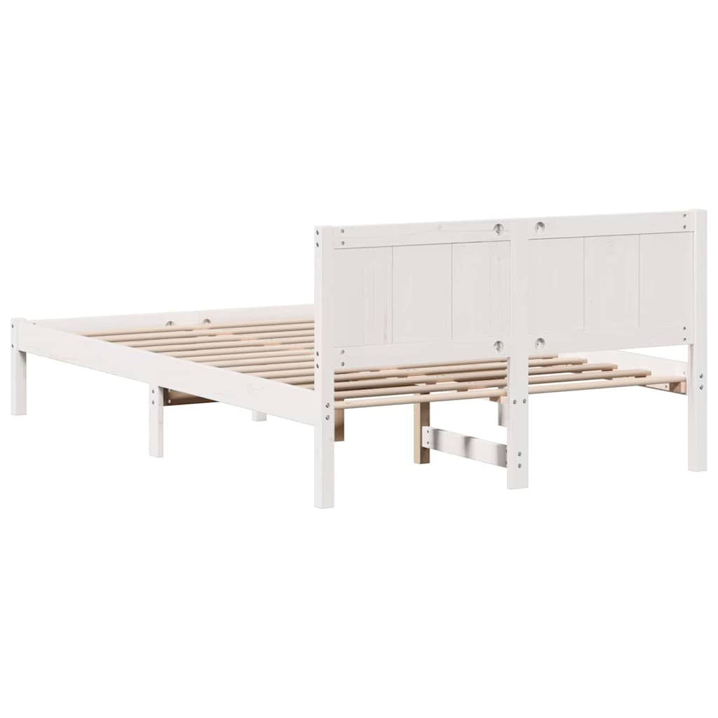 vidaXL Σκελετός Κρεβατιού Λευκό 135 x 190 cm Μασίφ ξύλο πεύκου