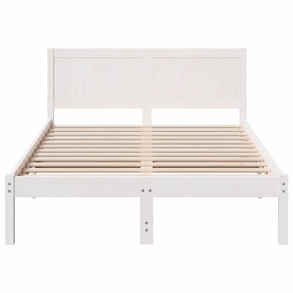 vidaXL Σκελετός Κρεβατιού Λευκό 135 x 190 cm Μασίφ ξύλο πεύκου