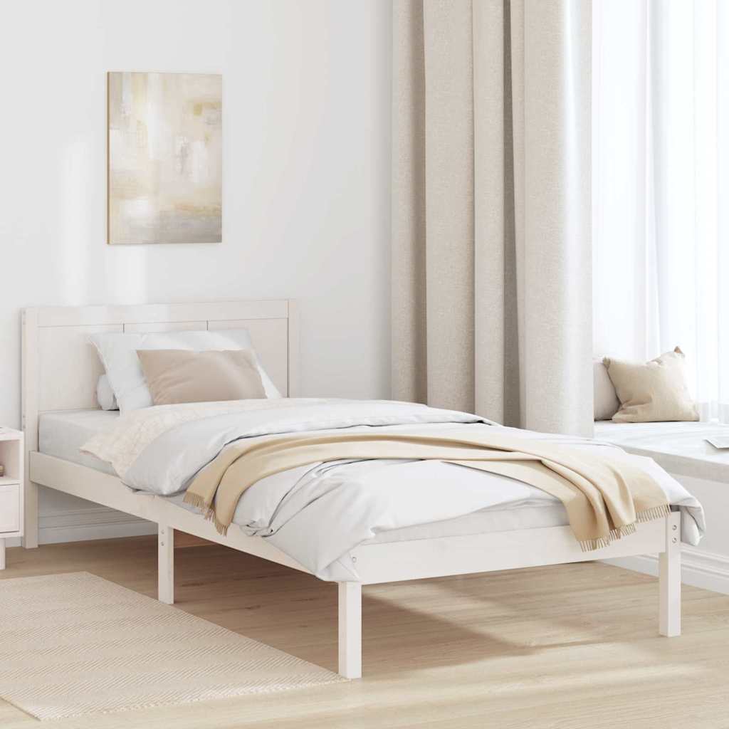 vidaXL Σκελετός Κρεβατιού Λευκό 90 x 190 cm Μασίφ ξύλο πεύκου