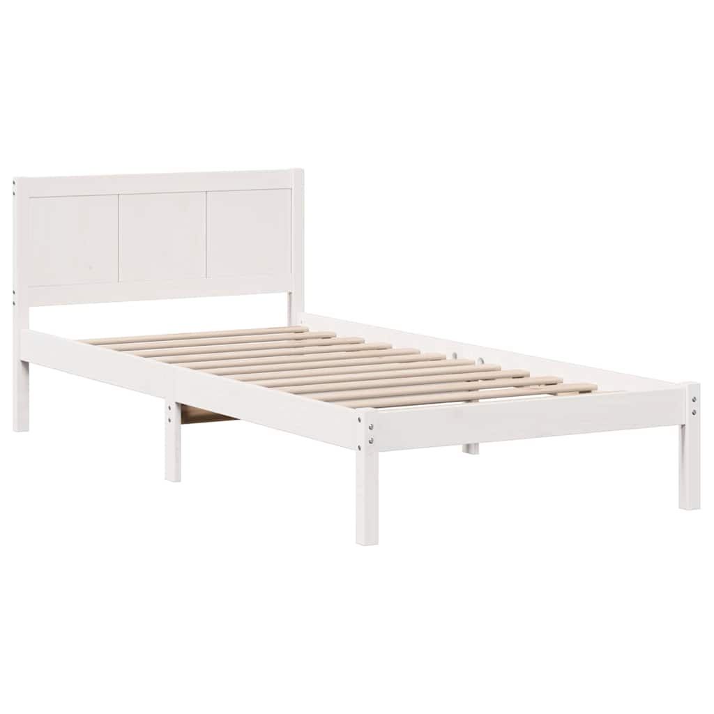 vidaXL Σκελετός Κρεβατιού Λευκό 90 x 190 cm Μασίφ ξύλο πεύκου