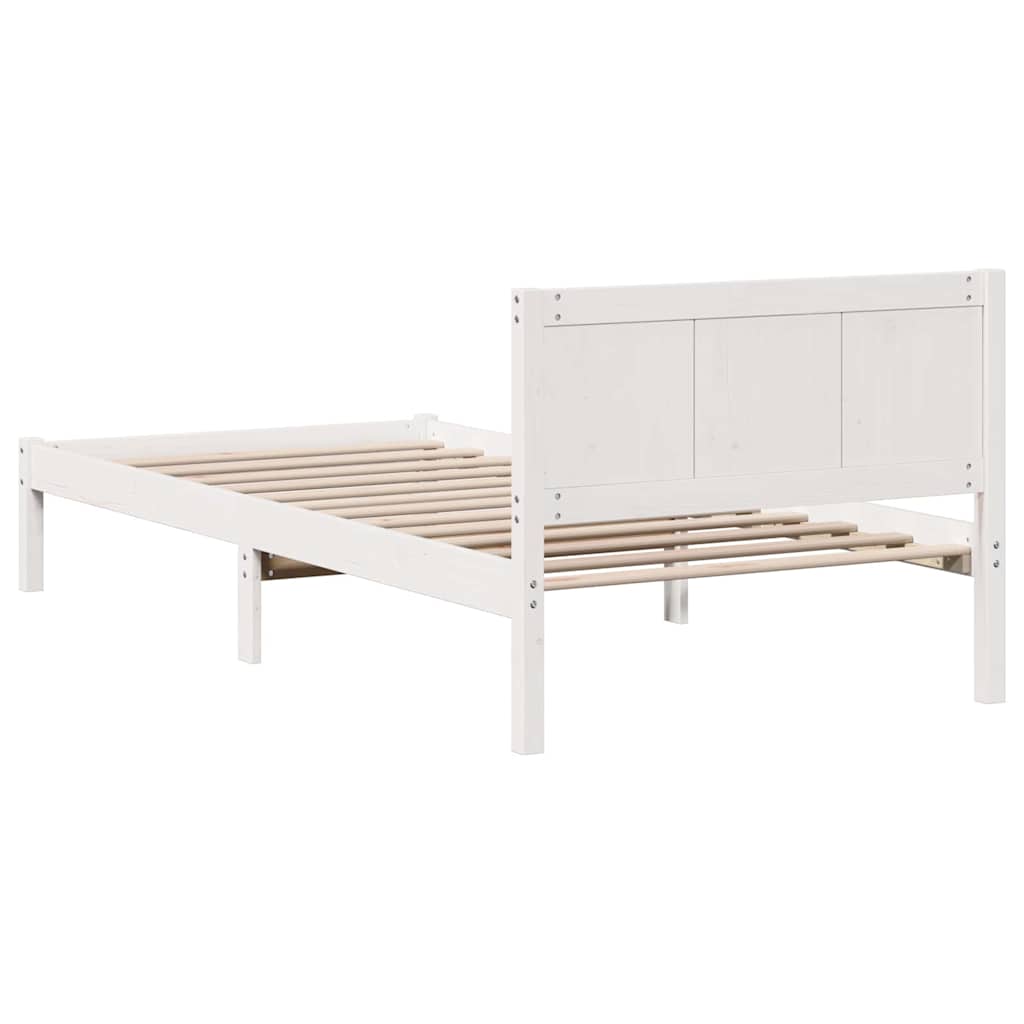 vidaXL Σκελετός Κρεβατιού Λευκό 90 x 190 cm Μασίφ ξύλο πεύκου