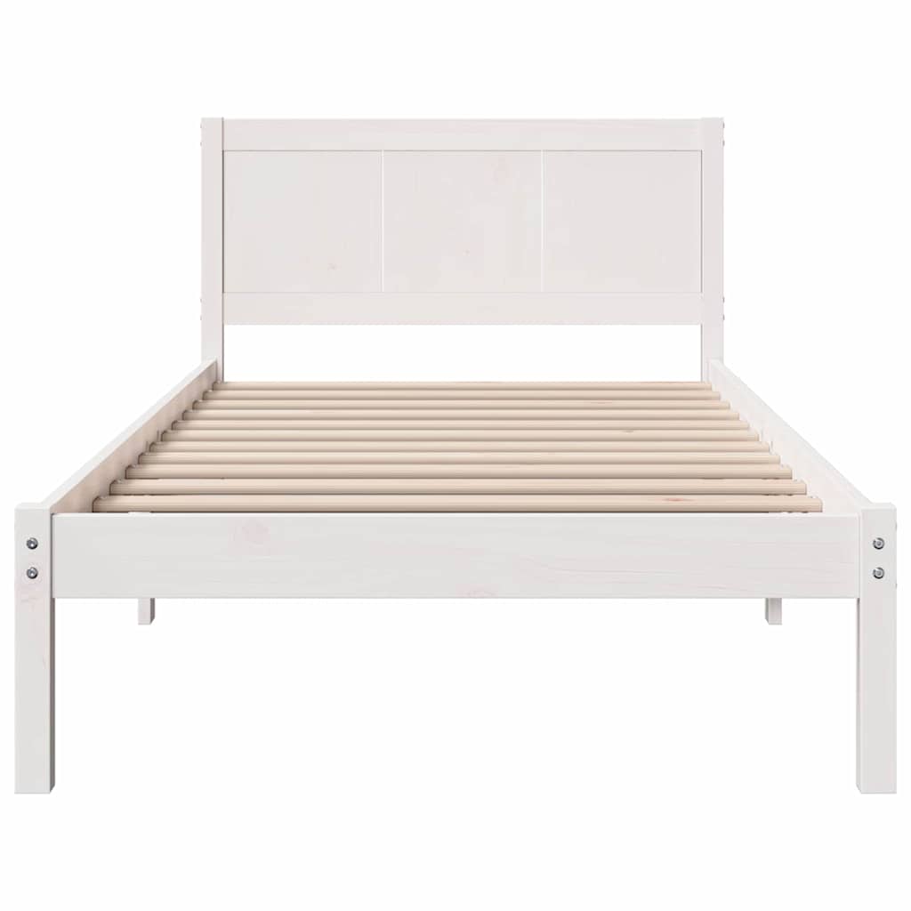 vidaXL Σκελετός Κρεβατιού Λευκό 90 x 190 cm Μασίφ ξύλο πεύκου
