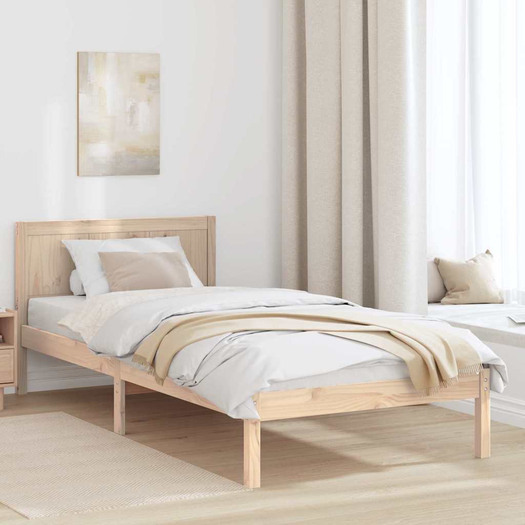 vidaXL Σκελετός Κρεβατιού Καφέ 75 x 190 cm Μασίφ ξύλο πεύκου