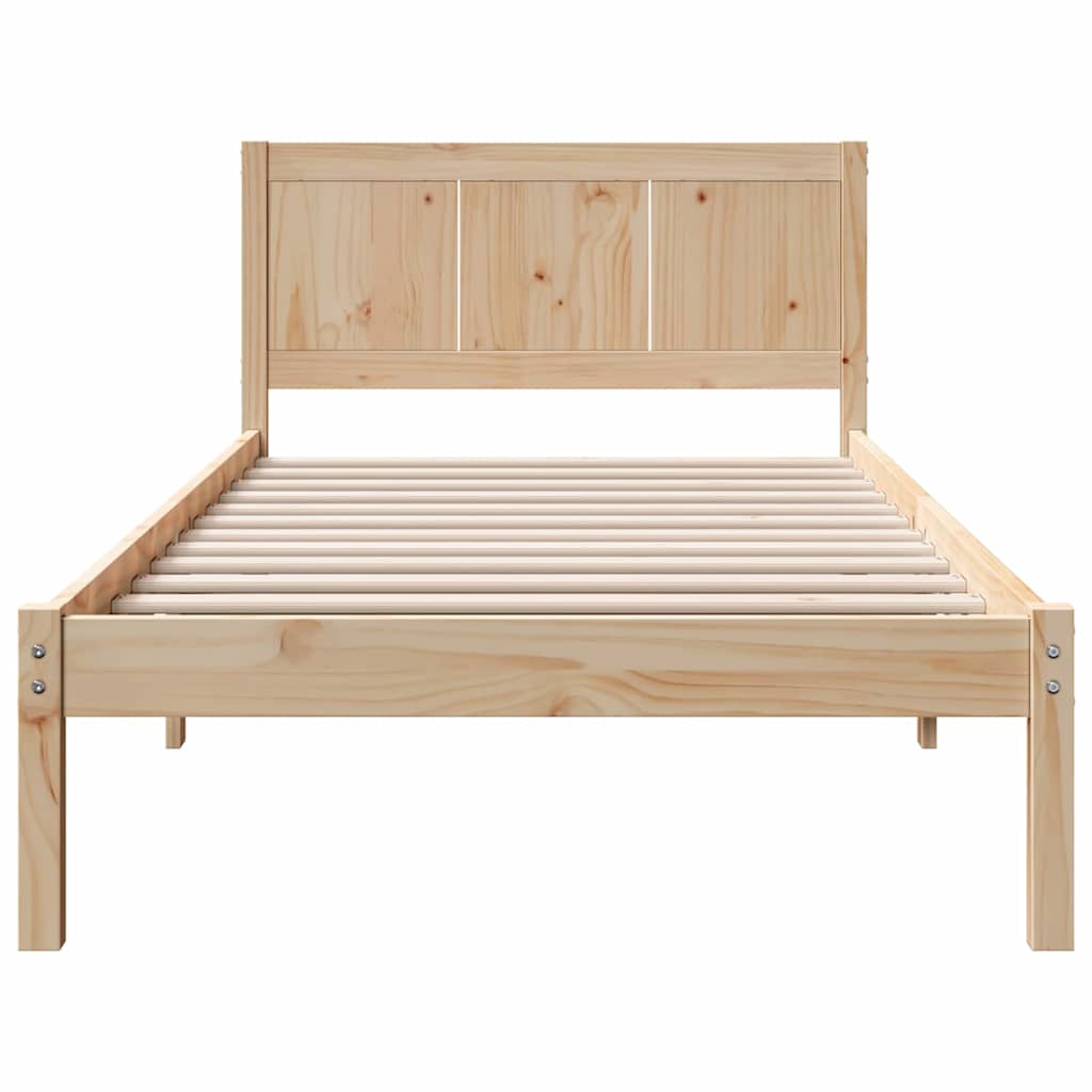 vidaXL Σκελετός Κρεβατιού Καφέ 75 x 190 cm Μασίφ ξύλο πεύκου