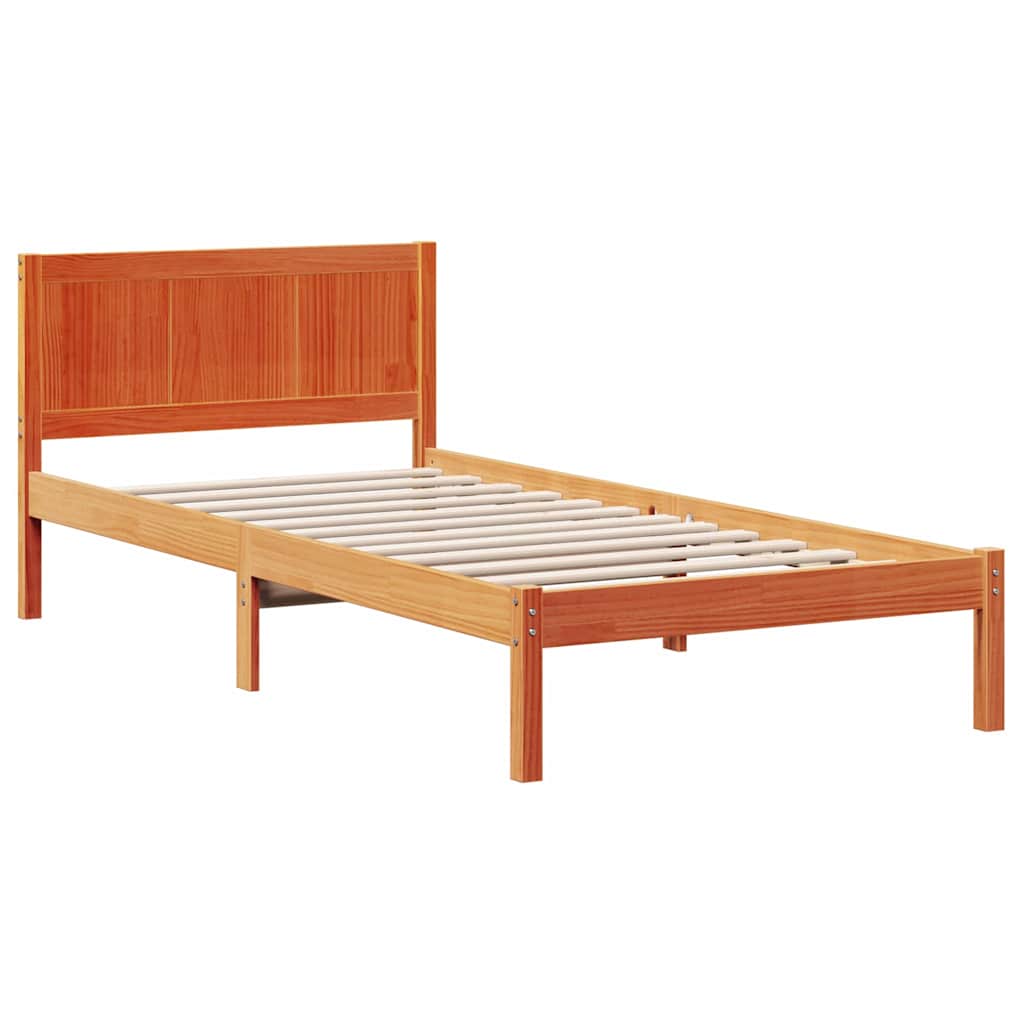 vidaXL Σκελετός Κρεβατιού Καφέ 75 x 190 cm Μασίφ ξύλο πεύκου