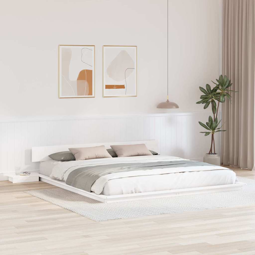 vidaXL Σκελετός Κρεβατιού Λευκό 200 x 200 cm ξύλο