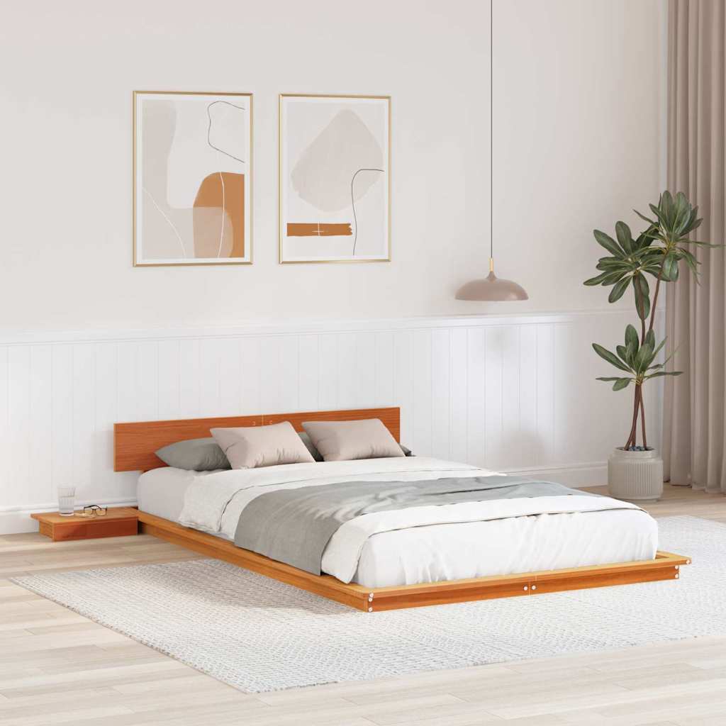 vidaXL Σκελετός Κρεβατιού Καφέ 140 x 190 cm ξύλο