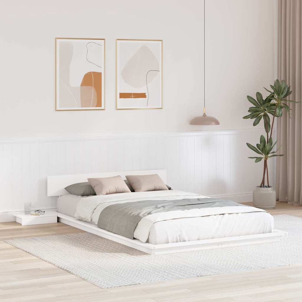 vidaXL Σκελετός Κρεβατιού με κεφαλάρι Καφέ 135 x 190 cm ξύλο