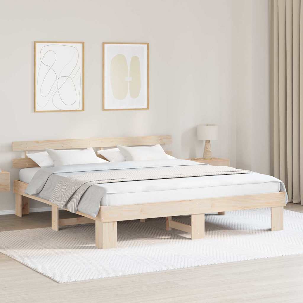 vidaXL Σκελετός Κρεβατιού με κεφαλάρι Καφέ 200 x 200 cm