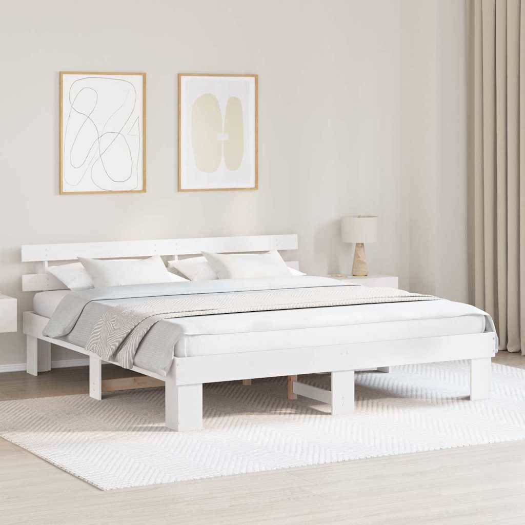vidaXL Σκελετός Κρεβατιού με κεφαλάρι Λευκό 180 x 200 cm