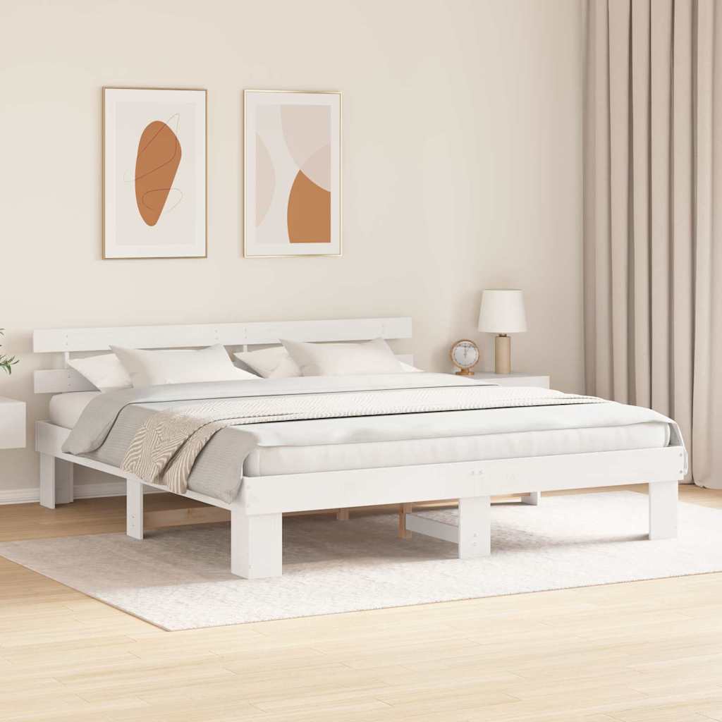 vidaXL Σκελετός Κρεβατιού με κεφαλάρι Λευκό 180 x 200 cm
