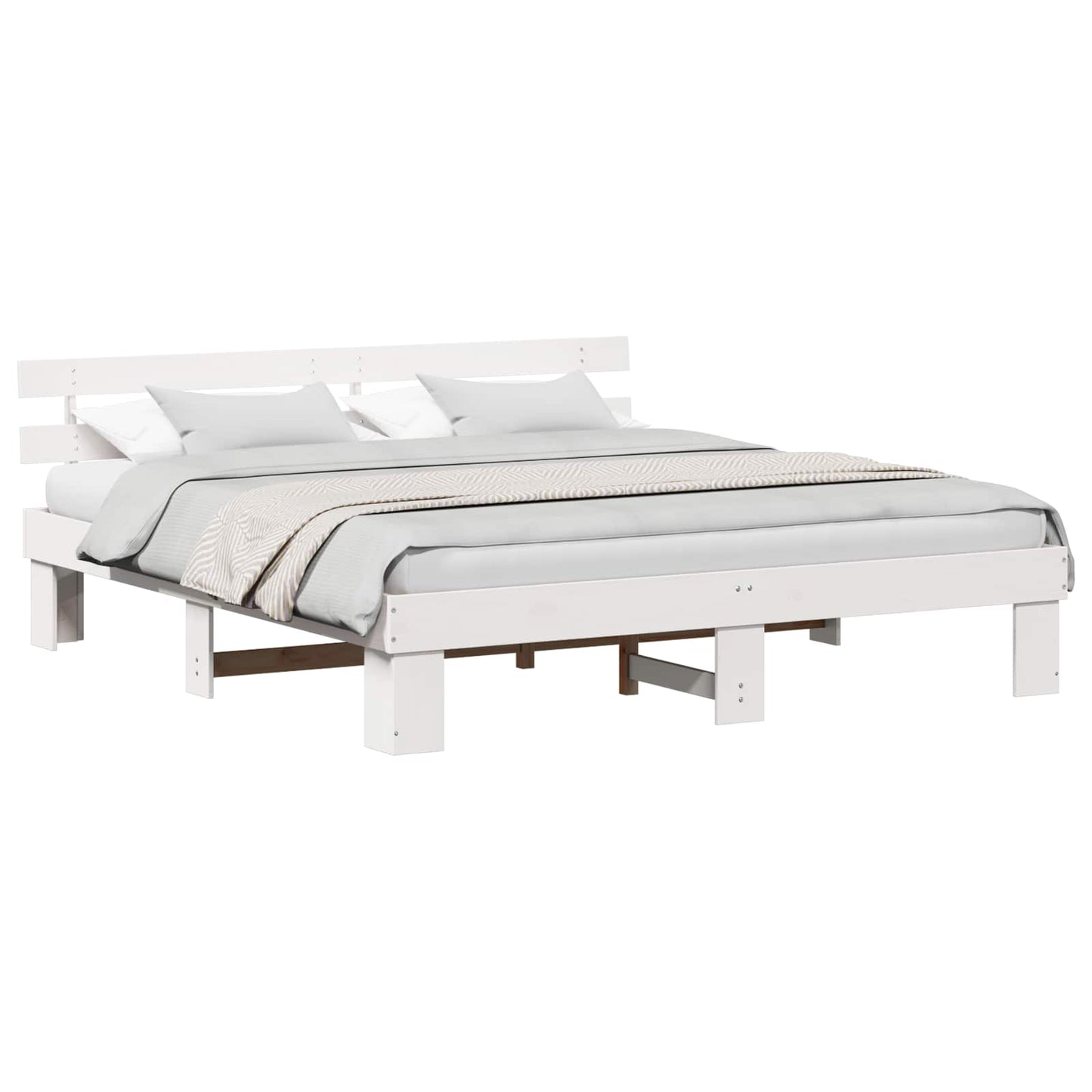 vidaXL Σκελετός Κρεβατιού με κεφαλάρι Λευκό 180 x 200 cm