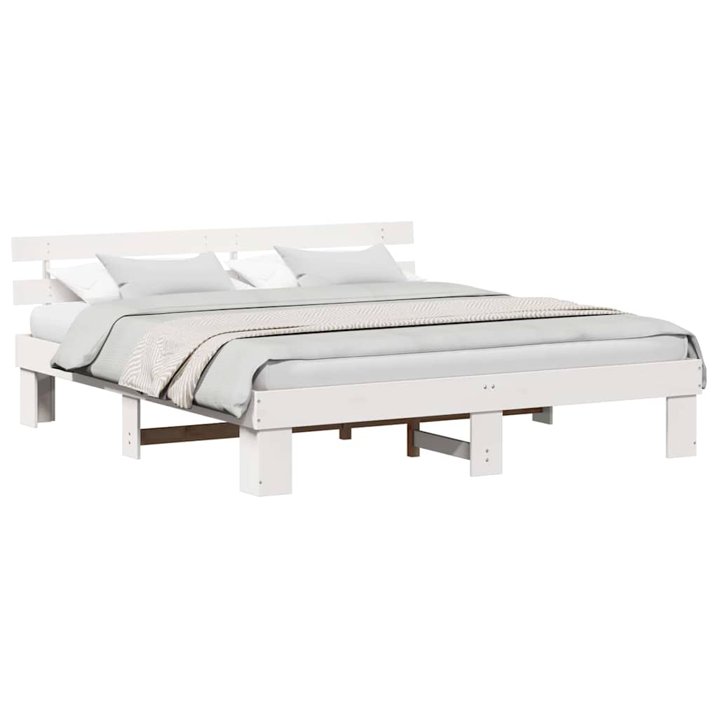vidaXL Σκελετός Κρεβατιού με κεφαλάρι Λευκό 180 x 200 cm
