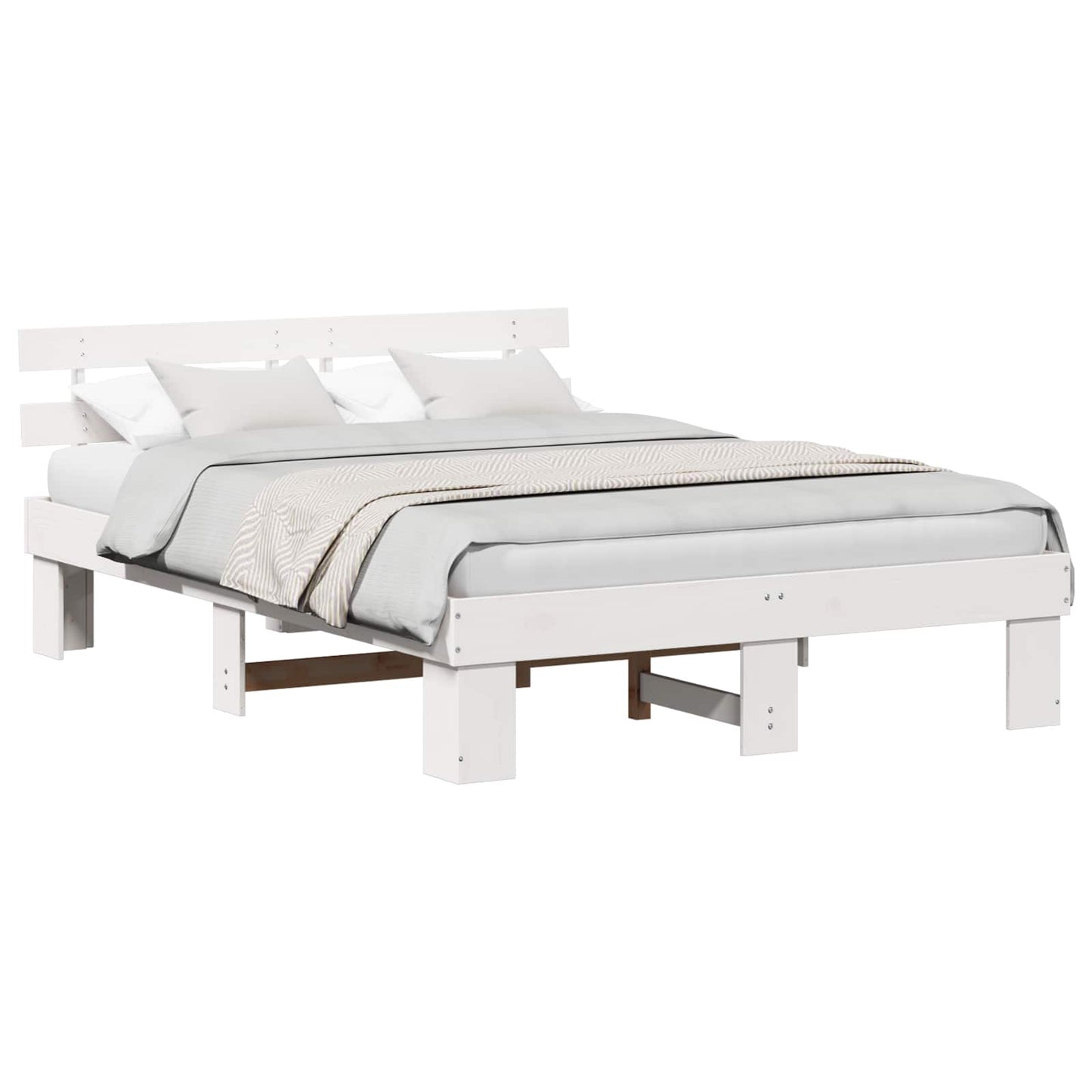 vidaXL Σκελετός Κρεβατιού με κεφαλάρι Λευκό 160 x 200 cm