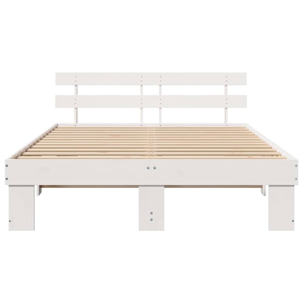 vidaXL Σκελετός Κρεβατιού με κεφαλάρι Λευκό 160 x 200 cm