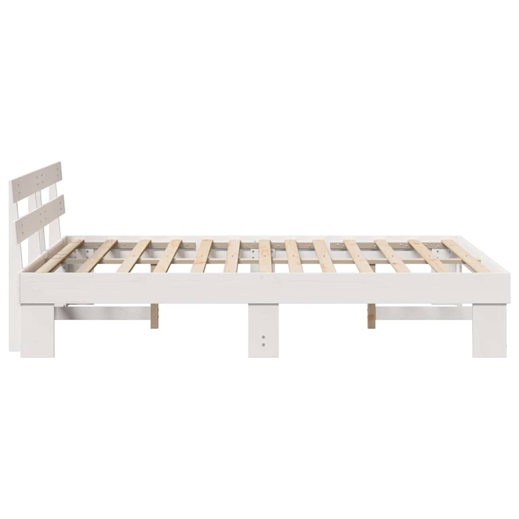 vidaXL Σκελετός Κρεβατιού με κεφαλάρι Λευκό 160 x 200 cm