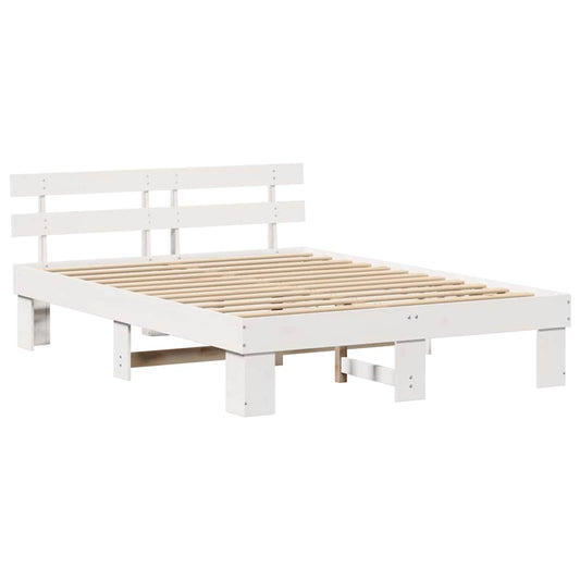 vidaXL Σκελετός Κρεβατιού με κεφαλάρι Λευκό 150 x 200 cm