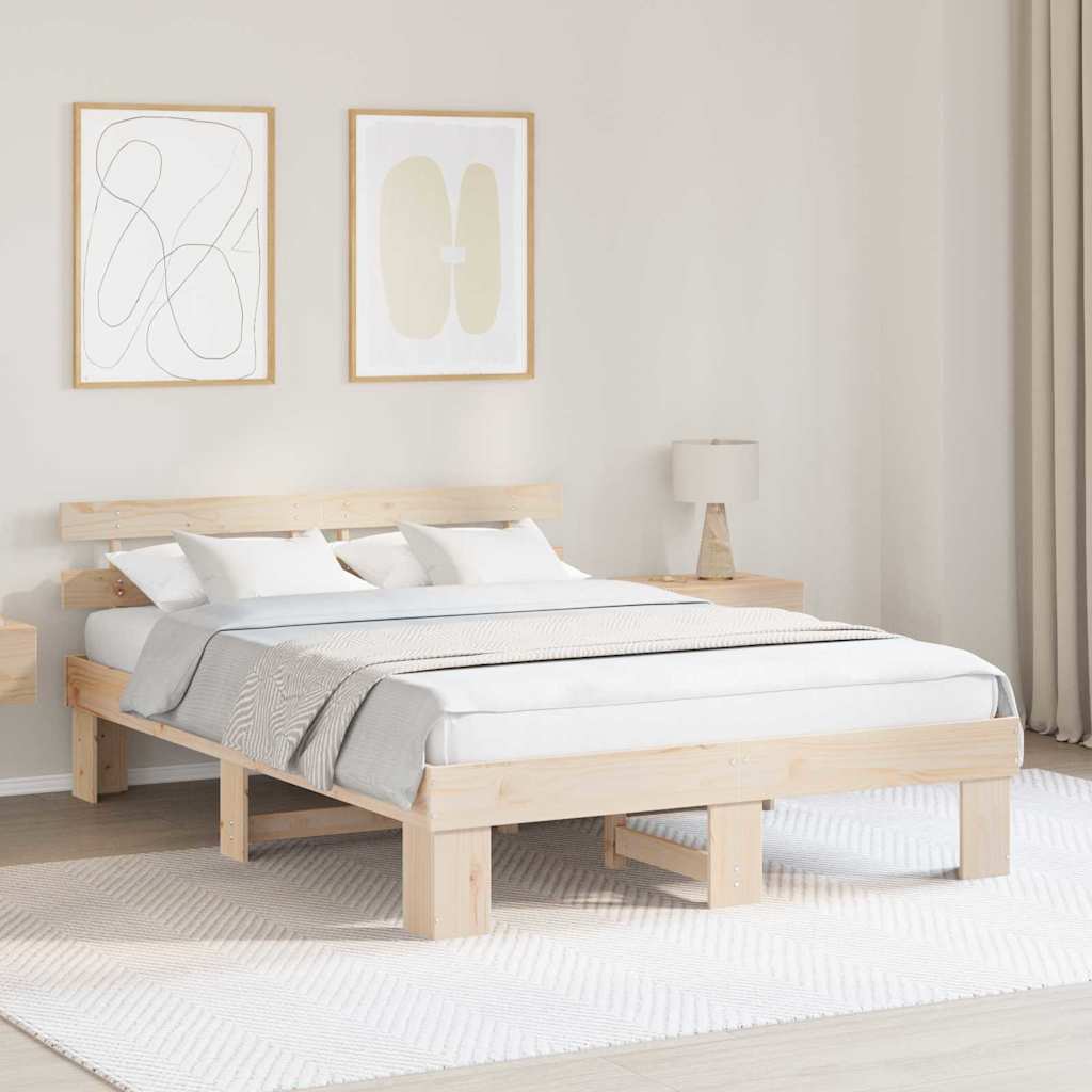 vidaXL Σκελετός Κρεβατιού με κεφαλάρι Καφέ 140 x 200 cm