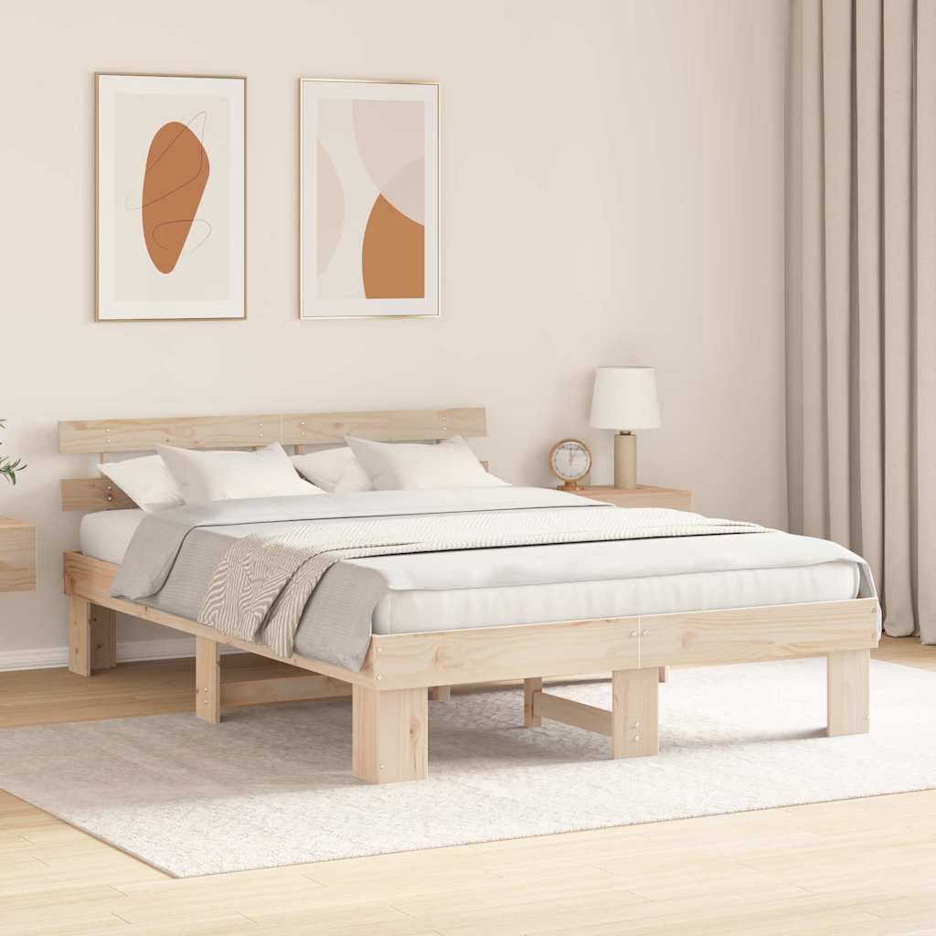 vidaXL Σκελετός Κρεβατιού με κεφαλάρι Καφέ 140 x 200 cm