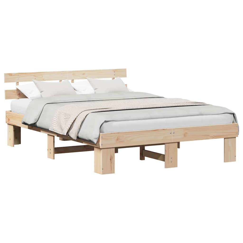 vidaXL Σκελετός Κρεβατιού με κεφαλάρι Καφέ 140 x 200 cm