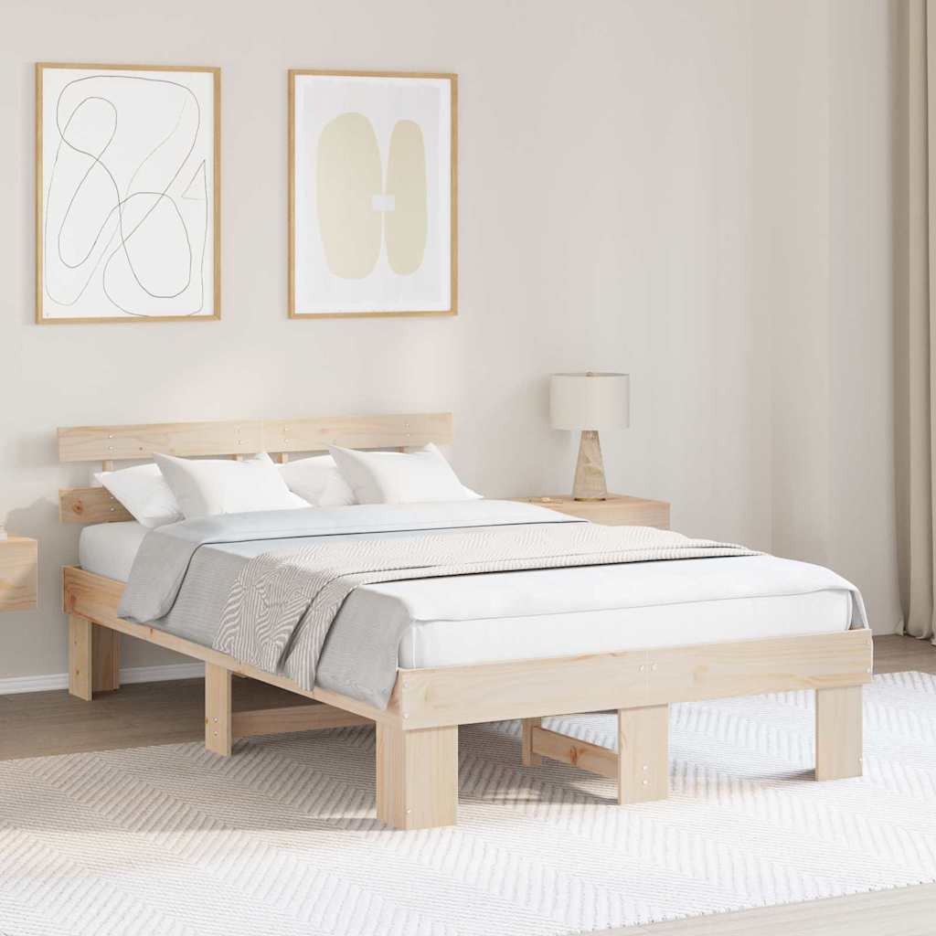 vidaXL Σκελετός Κρεβατιού με κεφαλάρι Καφέ 140 x 190 cm