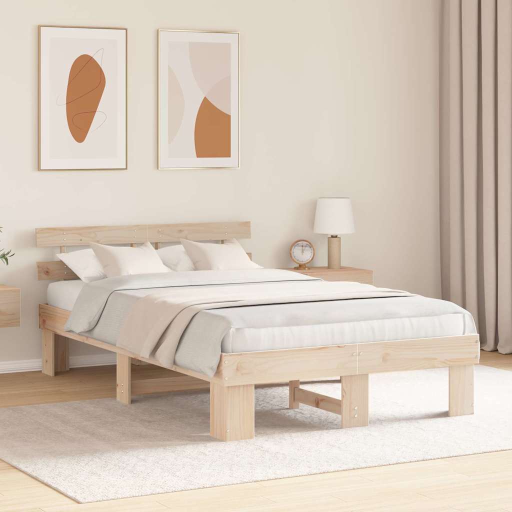 vidaXL Σκελετός Κρεβατιού με κεφαλάρι Καφέ 140 x 190 cm