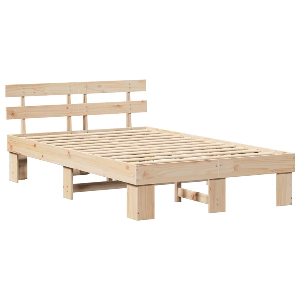 vidaXL Σκελετός Κρεβατιού με κεφαλάρι Καφέ 140 x 190 cm