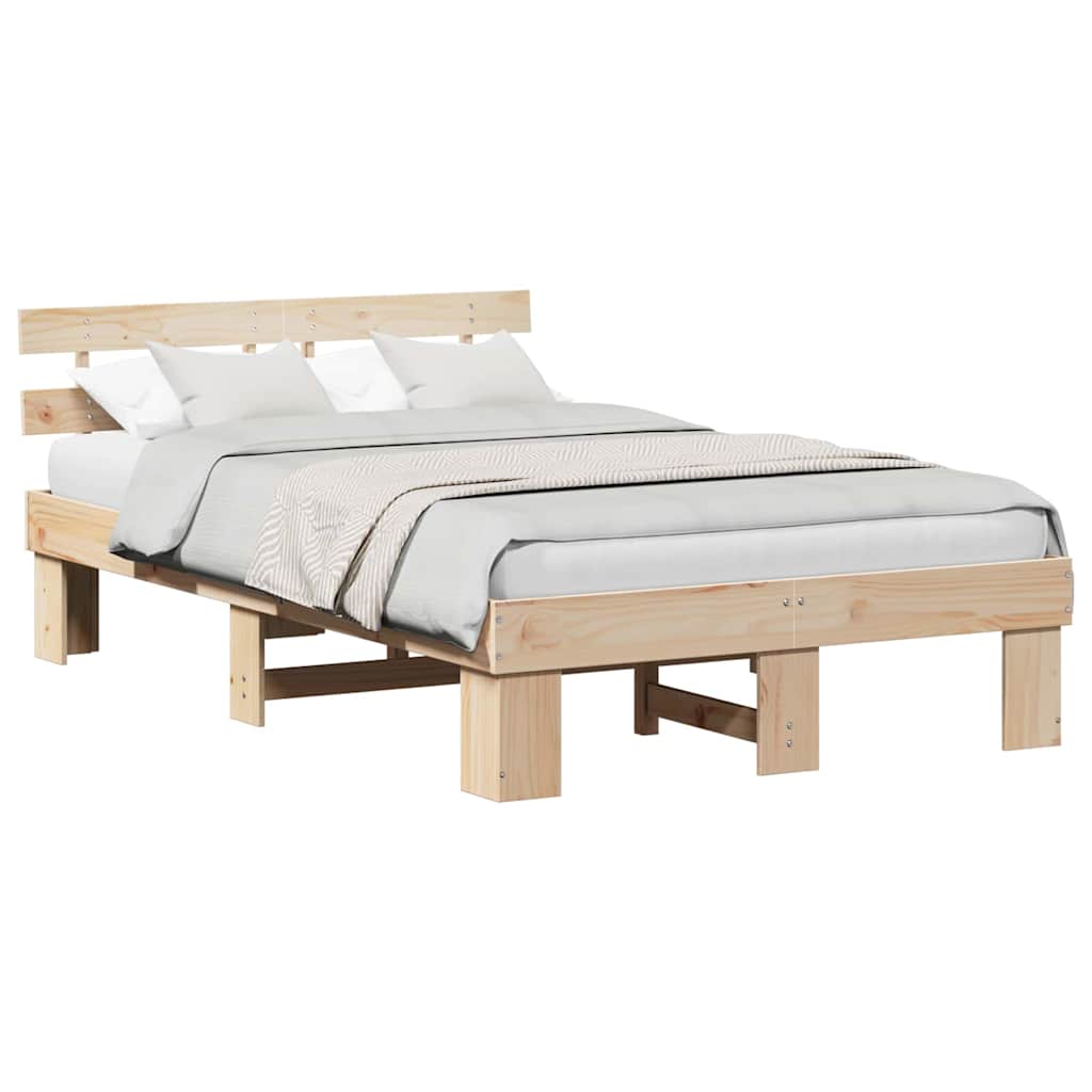vidaXL Σκελετός Κρεβατιού με κεφαλάρι Καφέ 140 x 190 cm