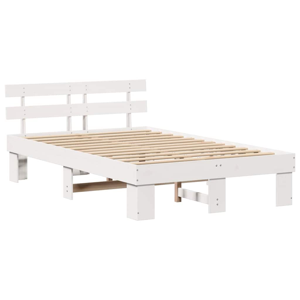 vidaXL Σκελετός Κρεβατιού με κεφαλάρι Λευκό 135 x 190 cm