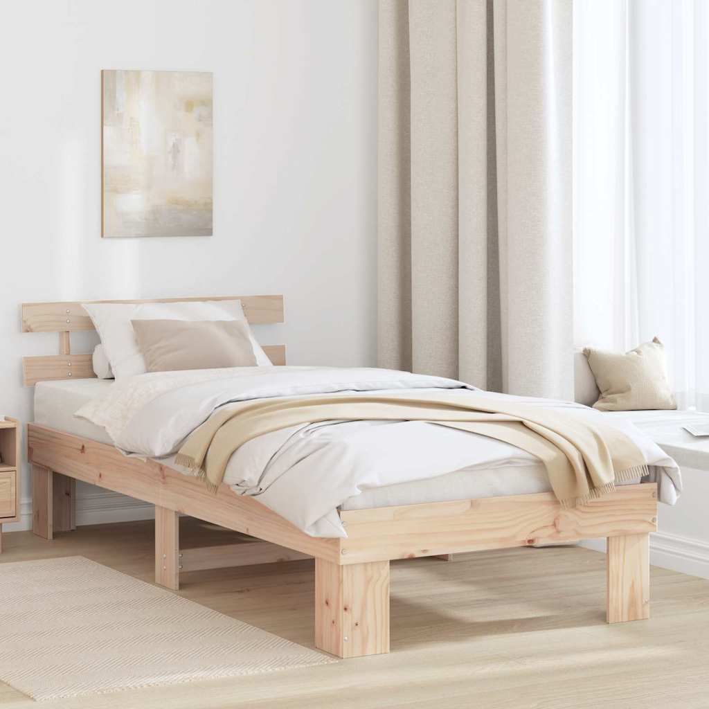 vidaXL Σκελετός Κρεβατιού με κεφαλάρι Καφέ 90 x 200 cm