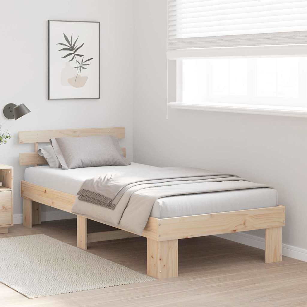 vidaXL Σκελετός Κρεβατιού με κεφαλάρι Καφέ 90 x 200 cm