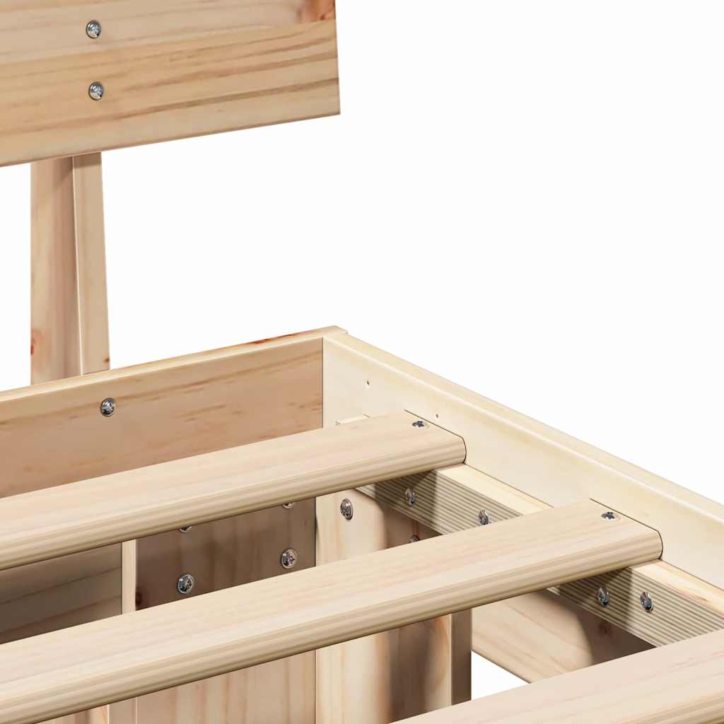 vidaXL Σκελετός Κρεβατιού Φυσικό 90 x 190 cm Στερεά ξυλεία πεύκου