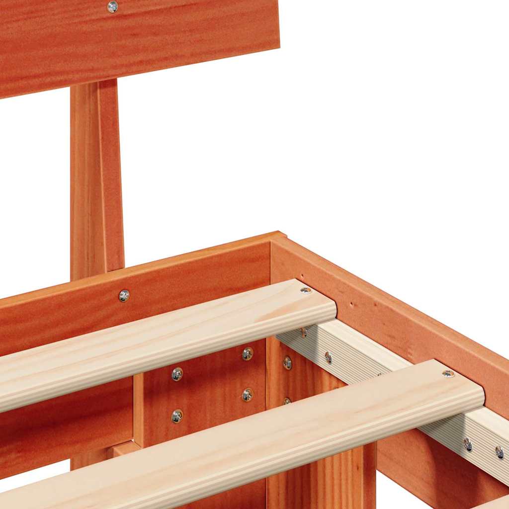 vidaXL Σκελετός Κρεβατιού με κεφαλάρι Κερωτό καφέ 140 x 200 cm