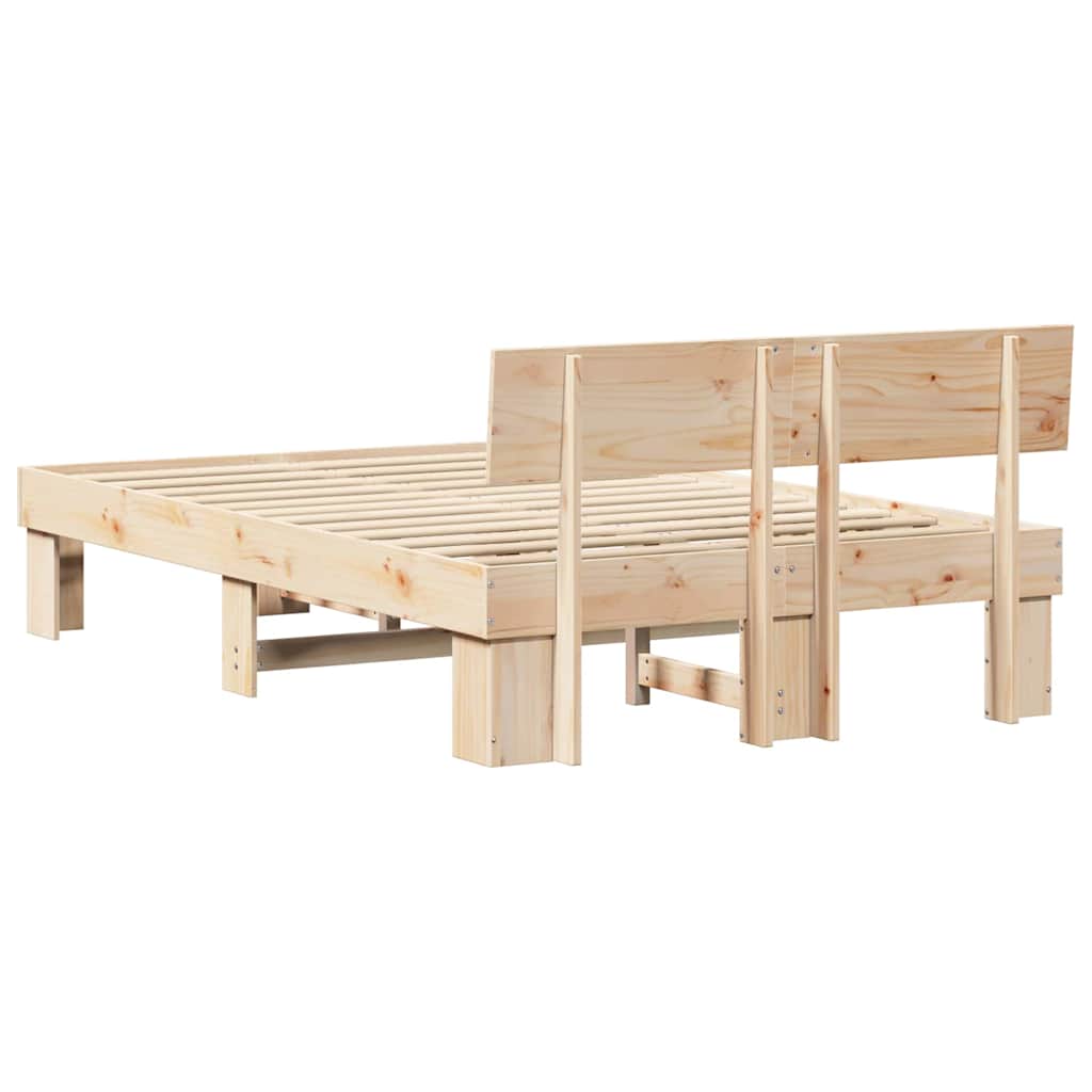 vidaXL Σκελετός Κρεβατιού Φυσικό 140 x 190 cm Στερεά ξυλεία πεύκου