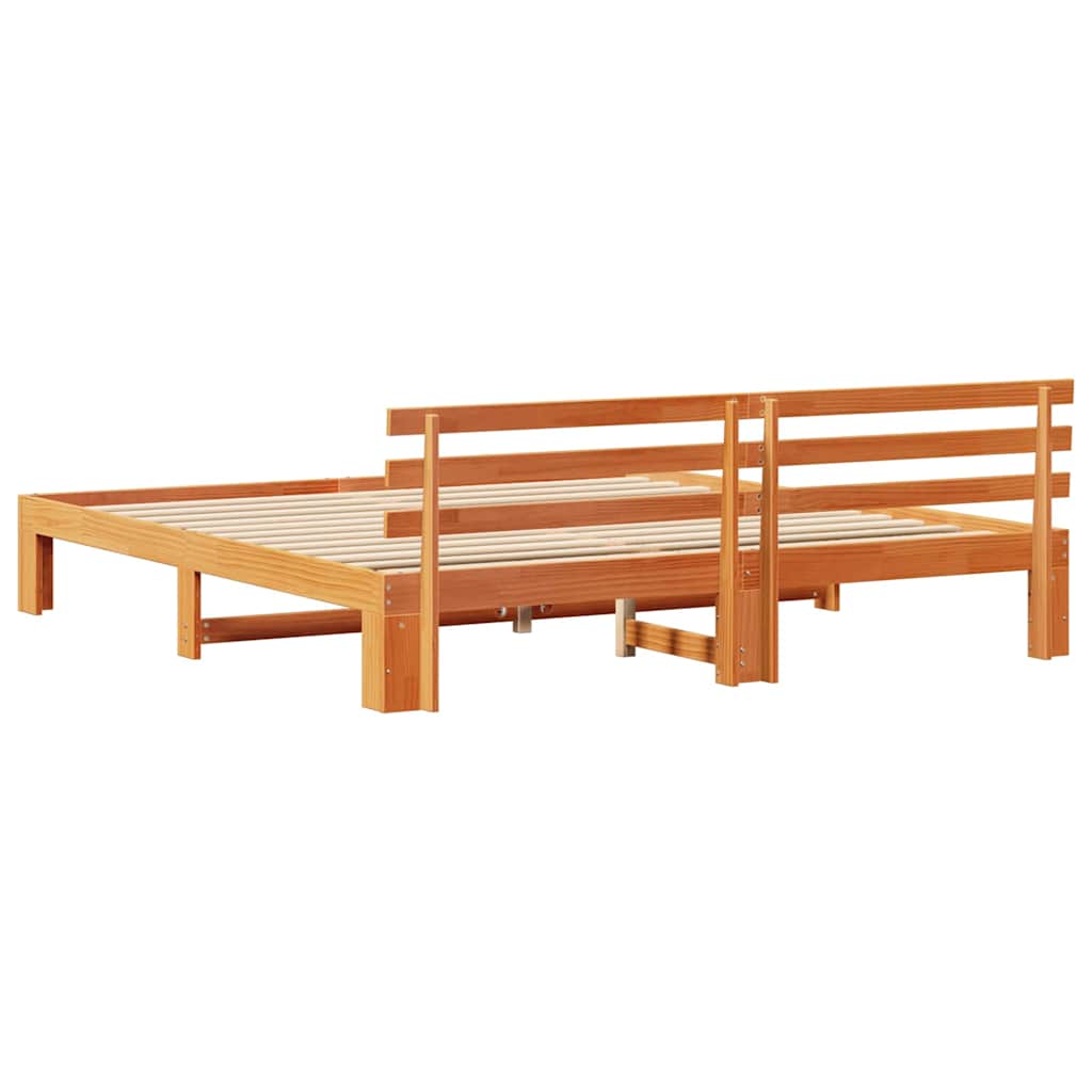 vidaXL Σκελετός Κρεβατιού με κεφαλάρι Κερωτό καφέ 200 x 200 cm