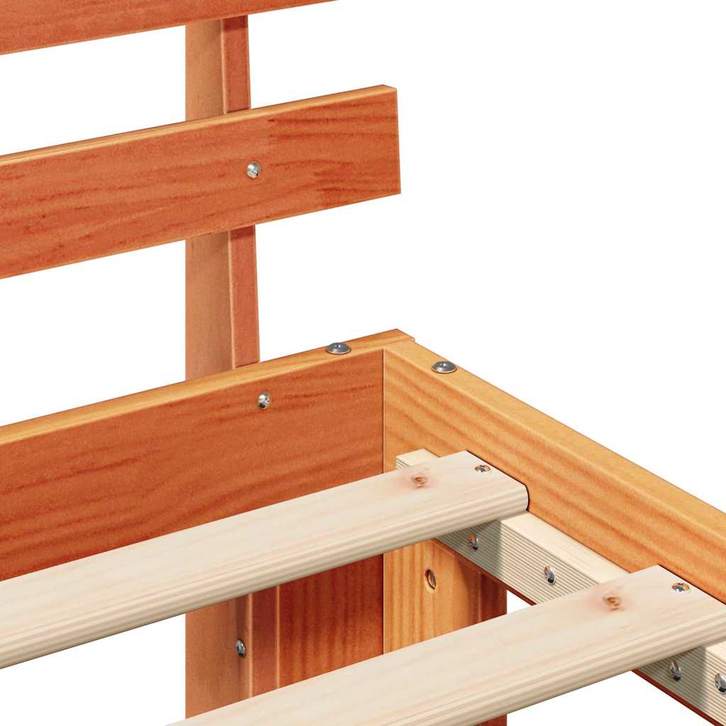 vidaXL Σκελετός Κρεβατιού Κερωτό καφέ 90 x 190 cm Στερεά ξυλεία πεύκου