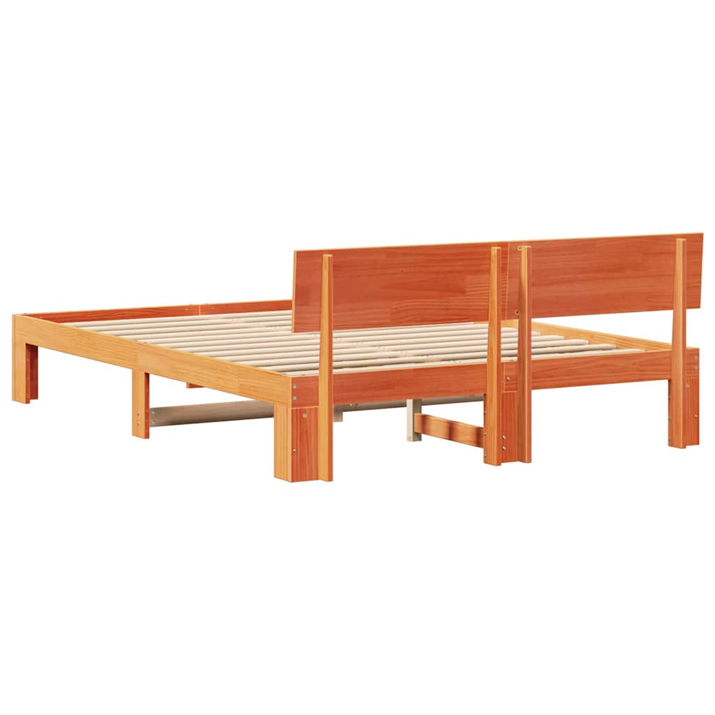 vidaXL Σκελετός Κρεβατιού με κεφαλάρι Κερωτό καφέ 150 x 200 cm