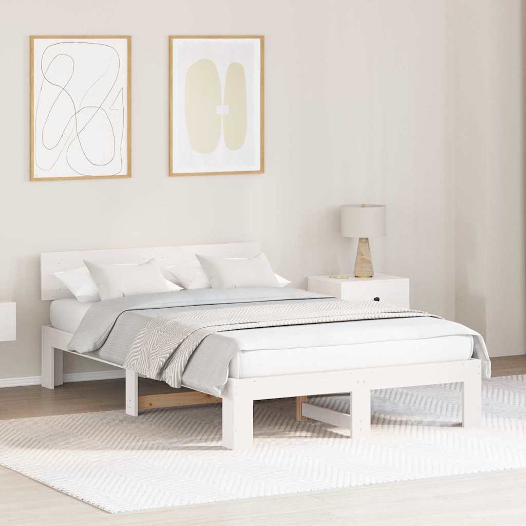 vidaXL Σκελετός Κρεβατιού Λευκό 140 x 190 cm Στερεά ξυλεία πεύκου