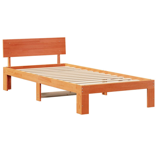 vidaXL Σκελετός Κρεβατιού Κερωτό καφέ 90 x 200 cm Στερεά ξυλεία πεύκου