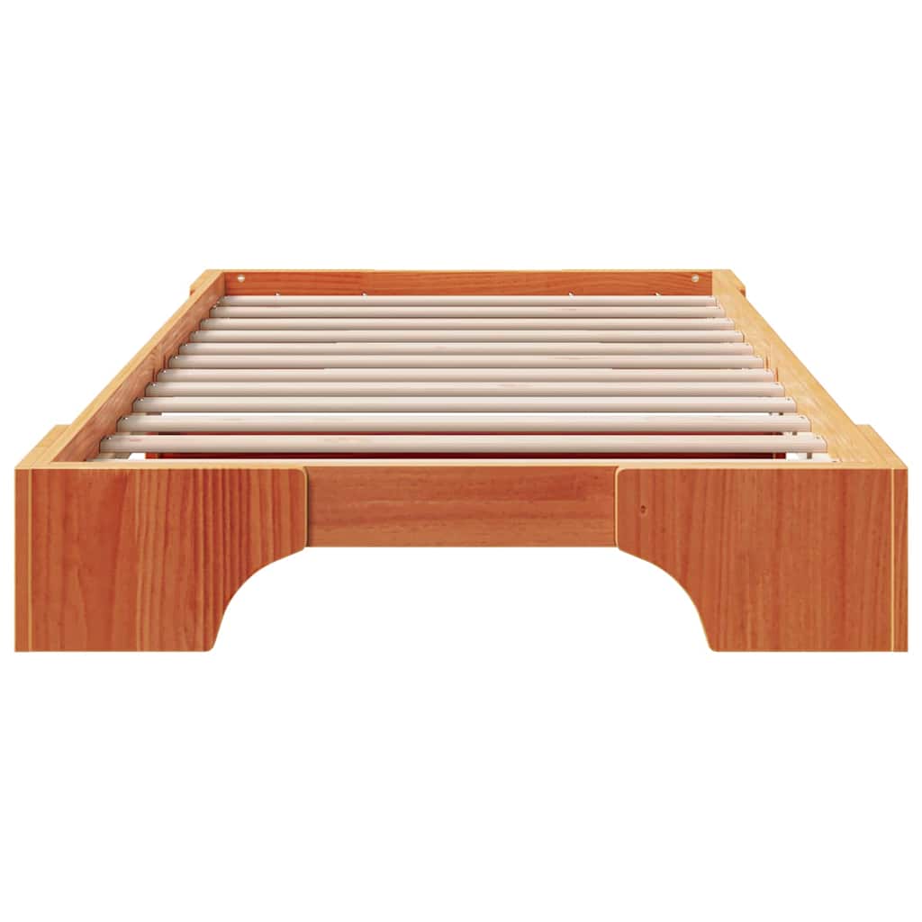 vidaXL Σκελετός Κρεβατιού Κερωτό καφέ 75 x 190 cm Στερεά ξυλεία πεύκου
