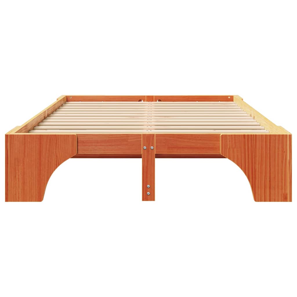 vidaXL Σκελετός Κρεβατιού Κερωτό καφέ 140 x 190 cm