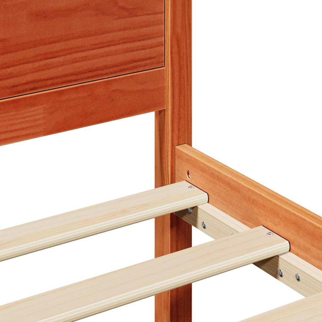 vidaXL Σκελετός Κρεβατιού Κερωτό καφέ 75 x 190 cm Στερεά ξυλεία πεύκου