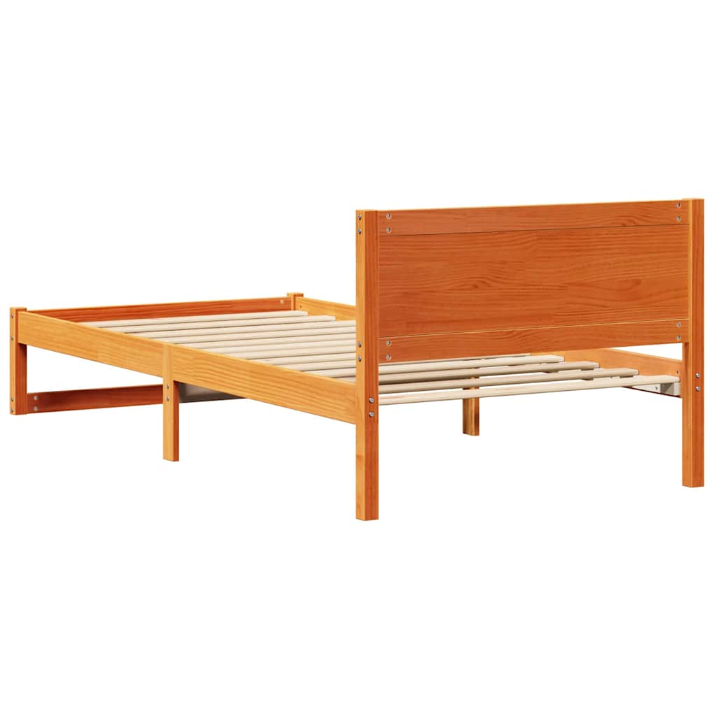 vidaXL Σκελετός Κρεβατιού Κερωτό καφέ 75 x 190 cm Στερεά ξυλεία πεύκου