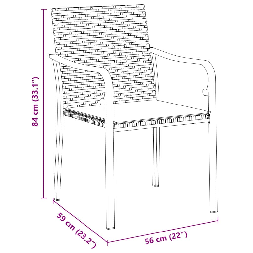 σετ κήπου 7 τεμαχίων vidaXL με μαξιλάρια σε μαύρο πολυράτανο