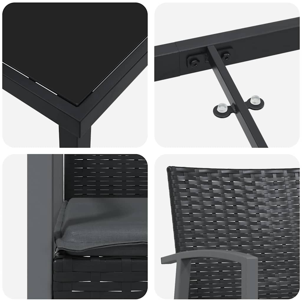 vidaXL Σετ 5 Τεμαχίων Καθιστικού Κήπου με Μαξιλάρια Μαύρο Συνθετικό Ράταν