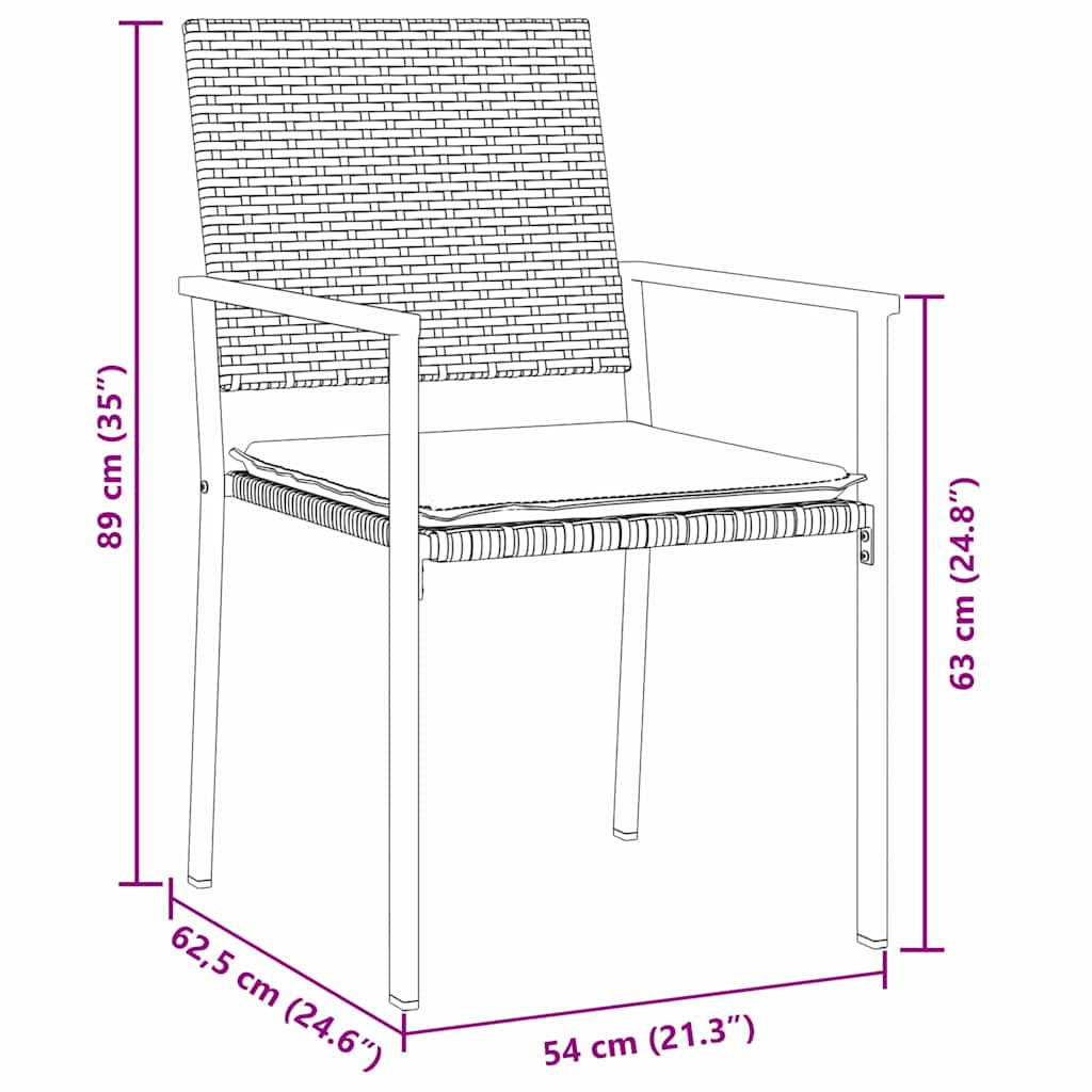 vidaXL Σέτ φαγητού για κήπο 5 pcs Μαύρο Πολυ ράταν
