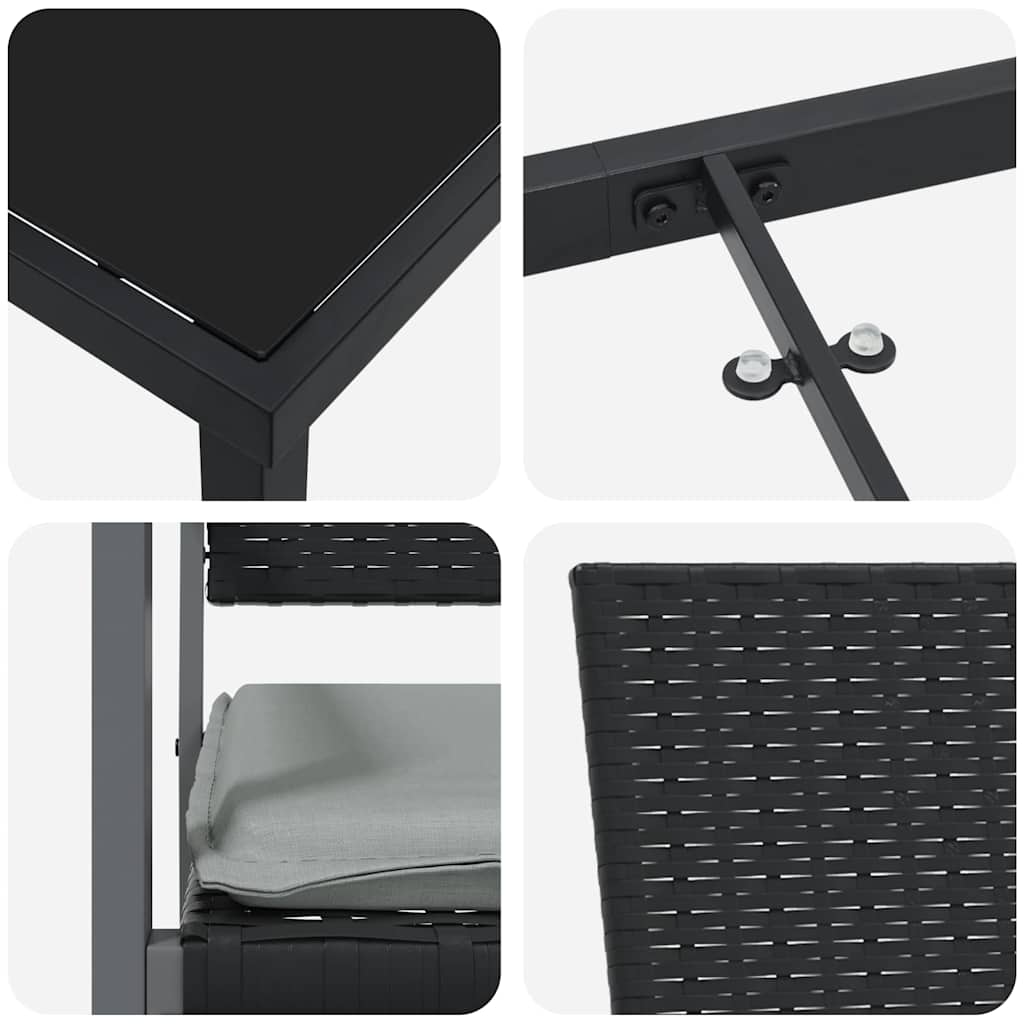 vidaXL σετ τραπεζαρίας κήπου 5 τεμαχίων με μαξιλάρια Μαύρο Συνθετικό ρατάν