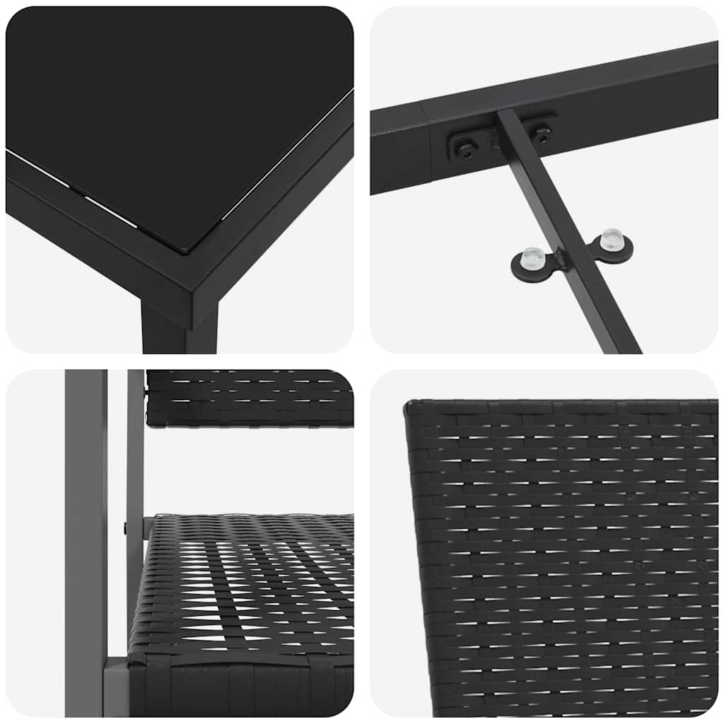 vidaXL Σέτ φαγητού για κήπο 7 pcs Μαύρο Ράτα PE