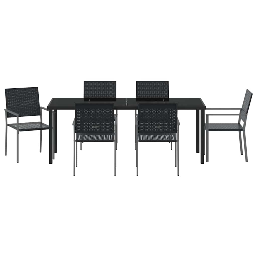 vidaXL Σέτ φαγητού για κήπο 7 pcs Μαύρο Ράτα PE